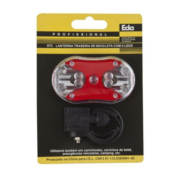 Lanterna Traseira P/ Bicicleta c/ 9 Leds 9TC EDA Menor preço em Lanterna Traseira P/ Bicicleta c/ 9 Leds 9TC EDA