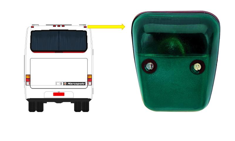 Imagem de Lanterna Traseira Teto Vigia Verde com Soquete - Ônibus Marcopolo GV 1000 Viaggio Paradiso