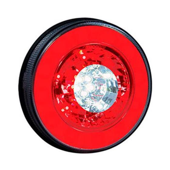 Lanterna traseira Vermelho Cristal Halo Light LED 24V luz ré freio posição 2 polos mais 1 Menor preço em Lanterna traseira Vermelho Cristal Halo Light LED 24V luz ré freio posição 2 polos mais 1