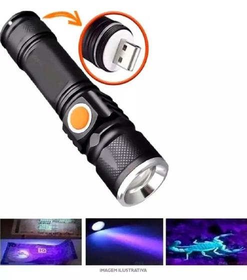 Imagem de Lanterna Usb Led Luz Negra Forte Prática Profissional