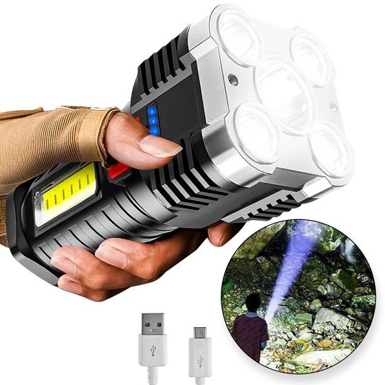 Imagem de Lanterna Usb Led Recarregavel Com Strobo Cabo Super Potente