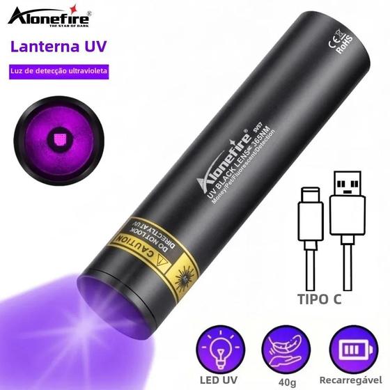 Imagem de Lanterna Uv 3w 365nm Usb Recarregável Tocha Ultravioleta Para Urina De Animais De Estimação Gato