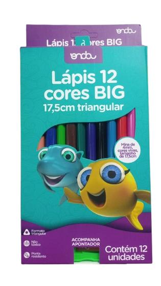 Imagem de Lápis 12 Cores Big 17,5cm Triangular com Apontador Verde