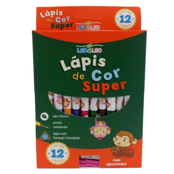 Imagem de Lapis 12 cores super resina triangular c/apont. leoeleo   4393