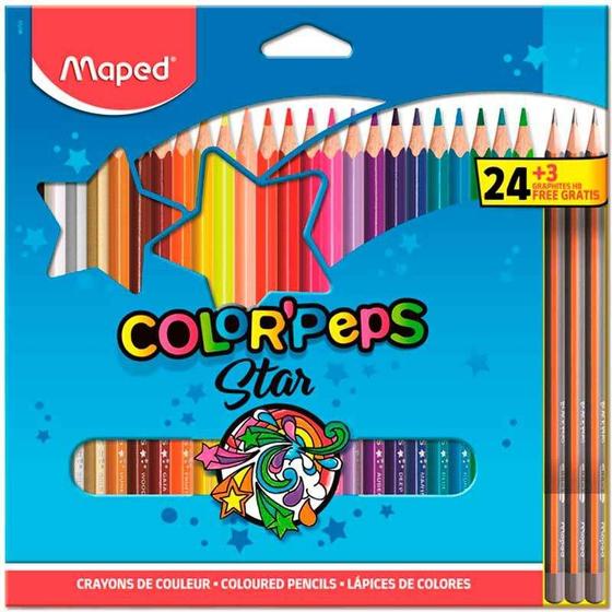 Imagem de Lápis color peps maped 24 cores  + 3 lapis grafite hb