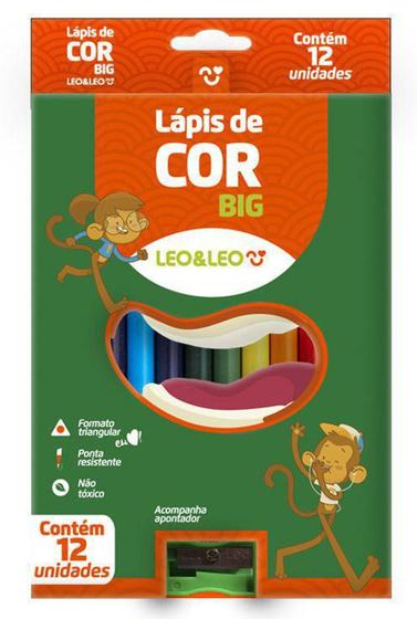 Imagem de Lapis cor 12 big triangular + apontador leo&leo