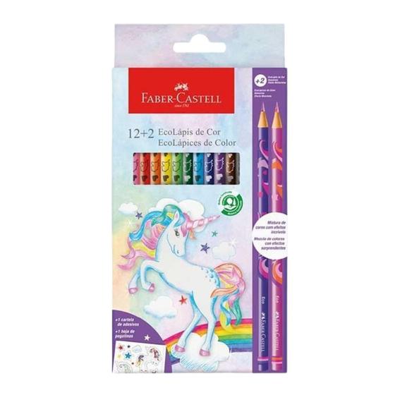 Imagem de Lápis Cor 12 Cores Mais 2 Mesclados Unicórnio -Faber Castell