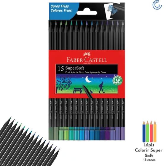 Imagem de Lapis cor 15 Cores Super Soft Tons Frios - Faber Castell