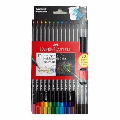 Imagem de Lápis De Cor 12 Cores + 2 Ecolapis Supersoft Faber Castell