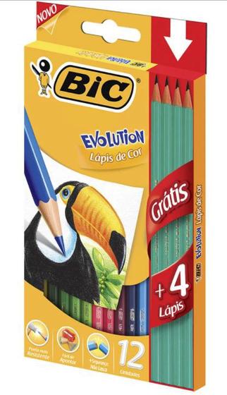 Imagem de Lapis de Cor 12 Cores + 4 Lapis Grafite Evolution Bic