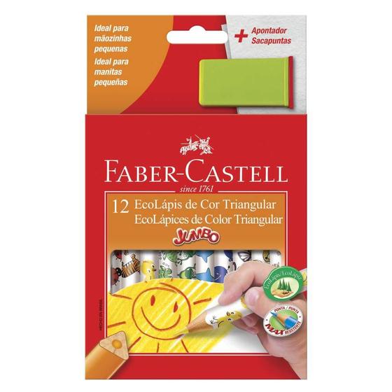 Imagem de Lapis de cor 12 cores jumbo triangular c/ apontador faber castell