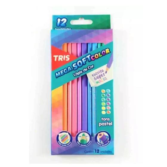 Imagem de Lápis De Cor 12 Cores Mega Soft Color Tris - Tons Pastel