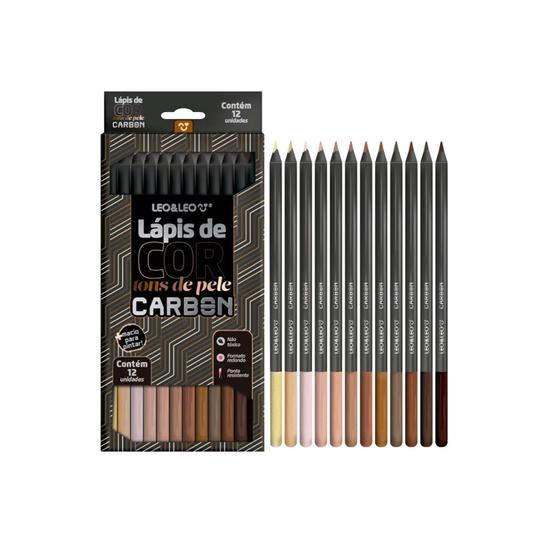 Imagem de Lapis De Cor 12 Cores Tons De Pele Carbon Soft Macio Leo&Leo