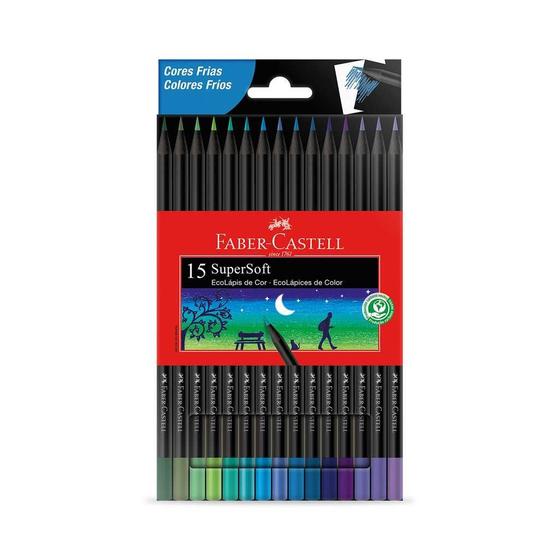 Imagem de Lapis de cor 15 cores super soft cores frias faber castell