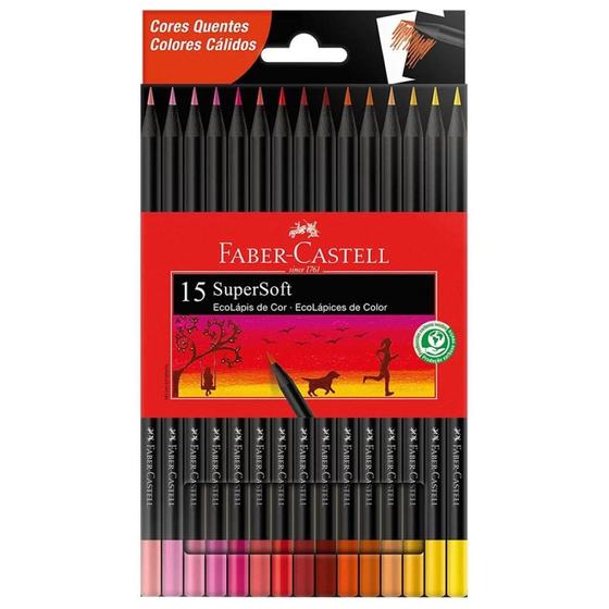 Imagem de Lápis de Cor 15 Cores SuperSoft Cores Quentes Faber Castell