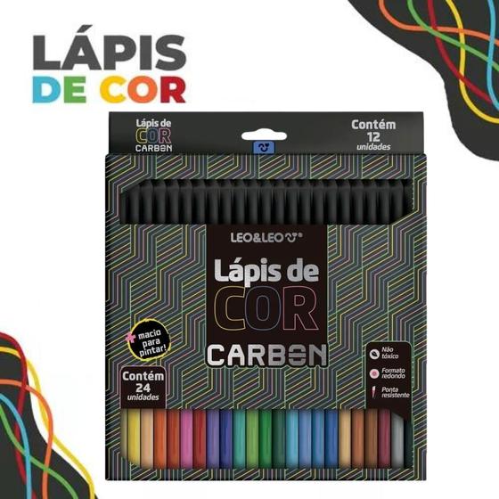 Imagem de Lápis de cor 24 cores carbon redondo leo&leo