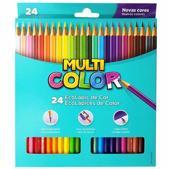 Lápis de Cor 24 Cores Multicolor Menor preço em Lápis de Cor 24 Cores Multicolor