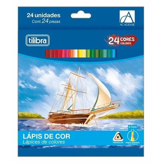 Imagem de Lápis de Cor 24 Cores Triangular  3.7mm Académie Tilibra 1 Ed 1 ed