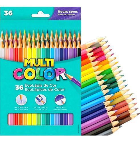 Imagem de Lápis De Cor 36 Cores Multicolor Qualidade Ponta Resistente
