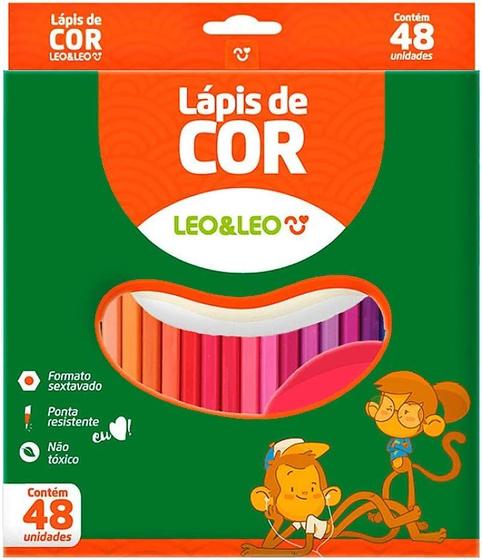 Imagem de Lapis De Cor 48 Cores Leo E Leo Sextavado - Ponta Resistente