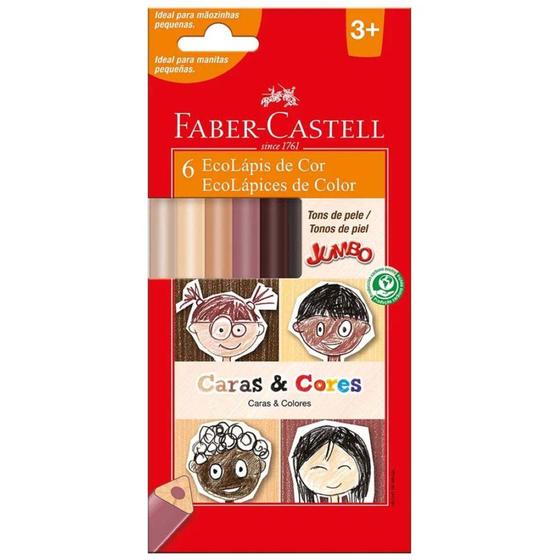 Imagem de Lápis de Cor 6 Cores Jumbo Caras e Cores Faber Castell