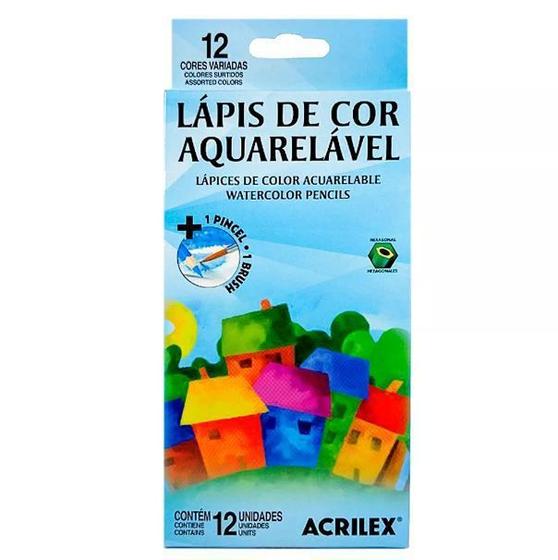 Imagem de Lápis de Cor Acrilex 12 Cores Aquarelável - Ref. 09652