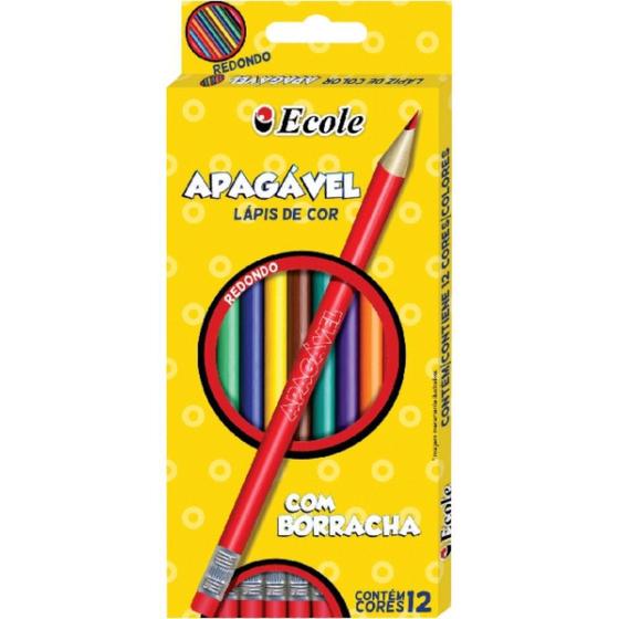 Lapis de cor apagavel 12 cores com borracha ecole Imagem de Lapis de cor apagavel 12 cores com borracha ecole