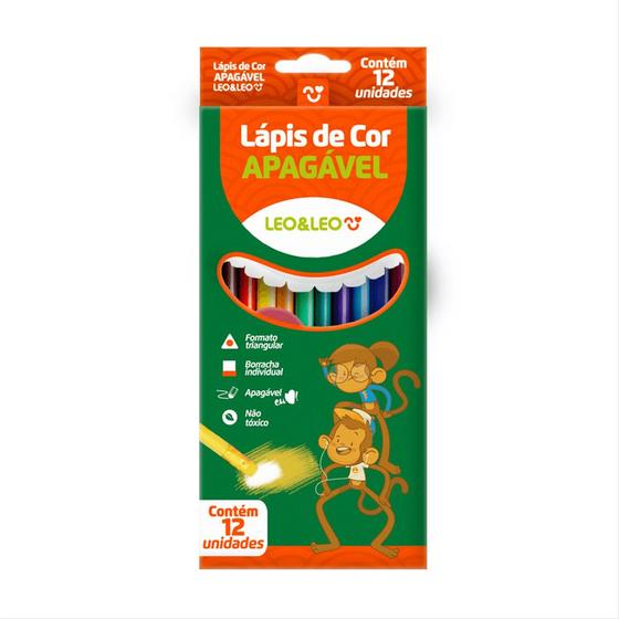 Imagem de Lápis de Cor Apagável - 12 Cores - Leo&Leo