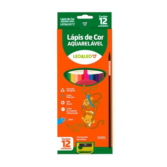 Imagem de Lápis de Cor Aquarelável 12 Cores Leo e Leo 