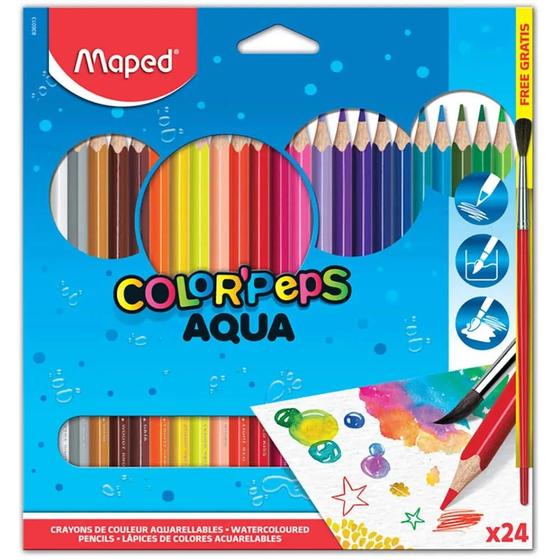 Imagem de Lápis de Cor Aquarelável 24 Cores Triangular  Color Peps Aqua + Pincel Maped