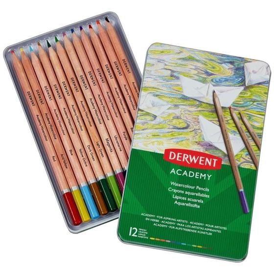 Imagem de Lápis De Cor Aquarelável Academy Derwent 12 Cores