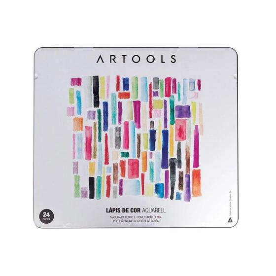 Imagem de Lápis De Cor Aquarelável Aquarell - Lata Metálica com 24 Cores - Artools