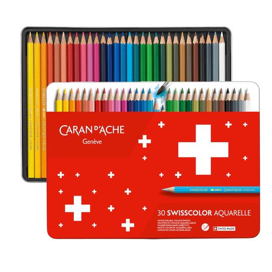 Imagem de Lápis de Cor Aquarelável Caran D'Ache Swisscolor 30 Cores