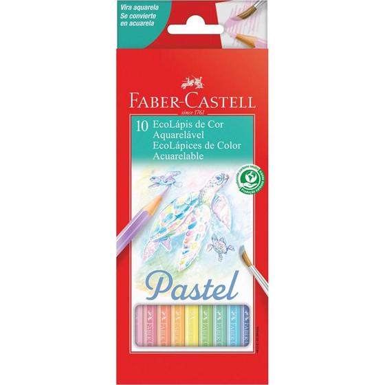 Imagem de Lapis de cor aquarelavel ecolapis 10 cores pastel faber-castell