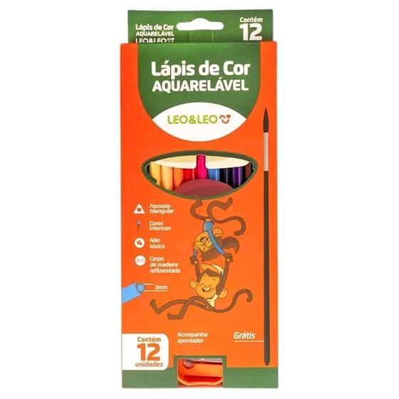 Imagem de Lápis de Cor Aquarelável Estojo com 12 Cores - Leo&Leo
