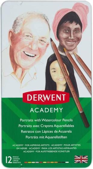 Imagem de Lapis De Cor Aquarelavel Retrato Estojo Lata Derwent Academy