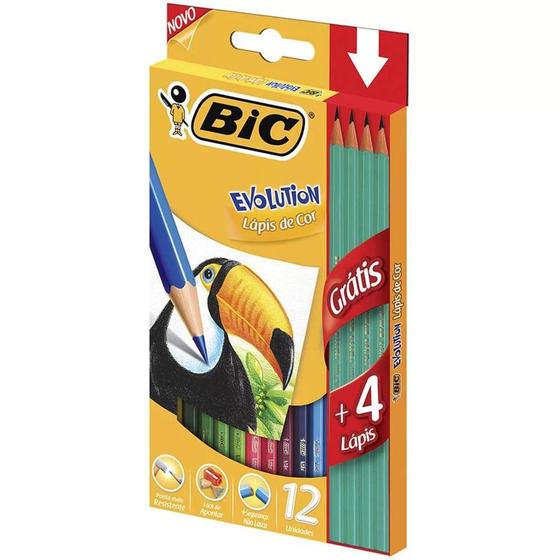 Imagem de Lápis De Cor Bic Evolution 12 Cores + 4 Lápis Grafite