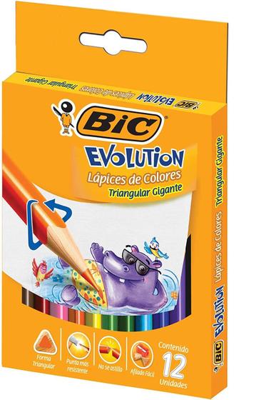 Imagem de Lápis De Cor Bic Triangular Gigante Evolution 12 Cores Vivas