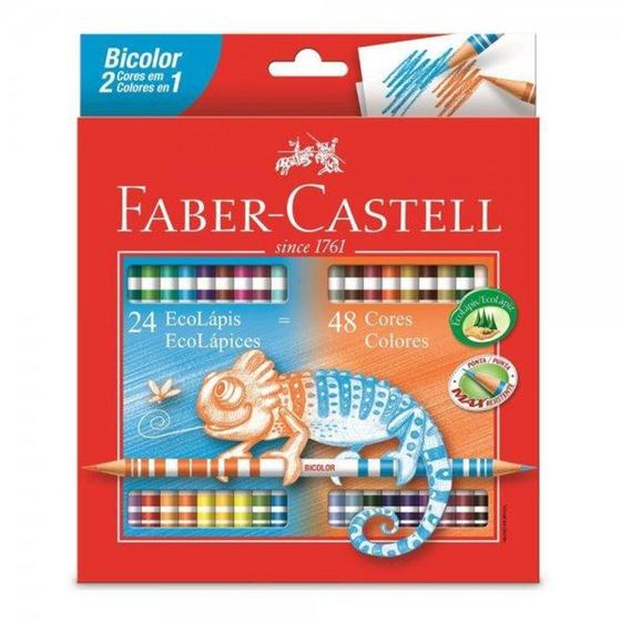 Imagem de Lápis de Cor Bicolor 24 Ecolápis 48 Cores - Faber Castell