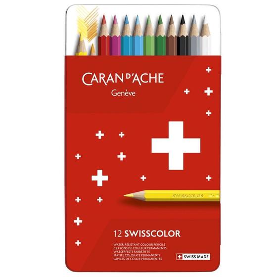 Imagem de Lápis de Cor Caran D'ache Swiscollor 12 Cores Permanente