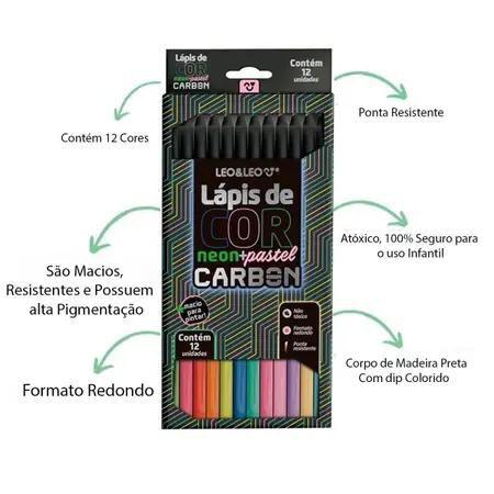 Imagem de Lápis De Cor Carbonline 12 Cores Redondo Leo&Leo