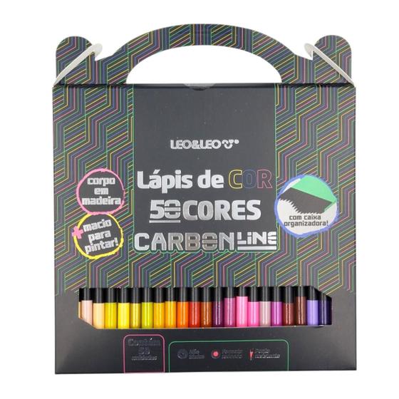 Imagem de Lápis De Cor Carbonline Ponta Resistente 50 Cores Leo&Leo