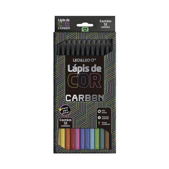 Imagem de Lápis De Cor Com 12 Cores Carbon Line Leo&Leo