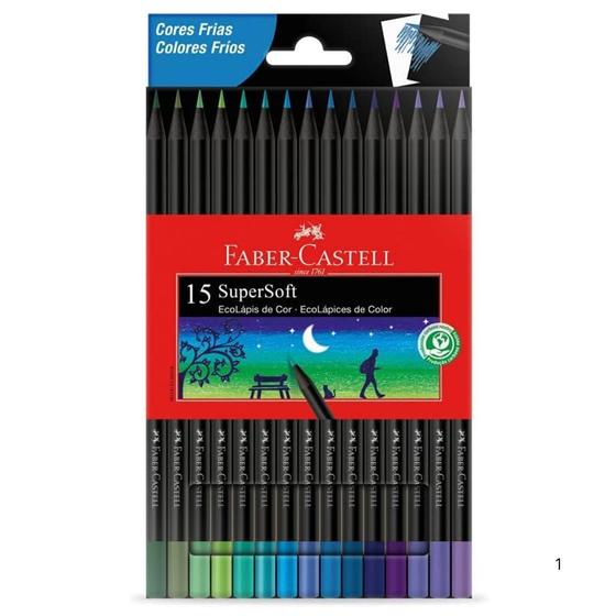 Imagem de Lapis De Cor Com 15 Cores Frias Supersoft Faber Castell