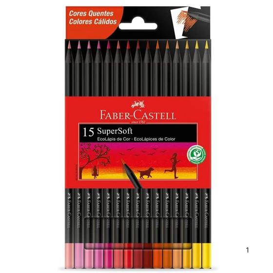 Imagem de Lapis De Cor Com 15 Cores Quentes Supersoft Faber Castell