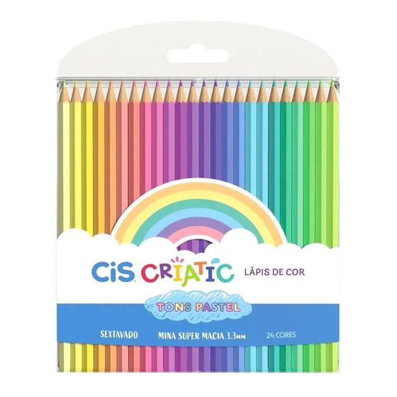 Imagem de Lápis de Cor Criatic 24 Cores Tom Pastel 3mm Sextavado - Cis