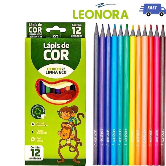 Imagem de Lápis de Cor Eco Sextavado 12 Cores Leo&leo