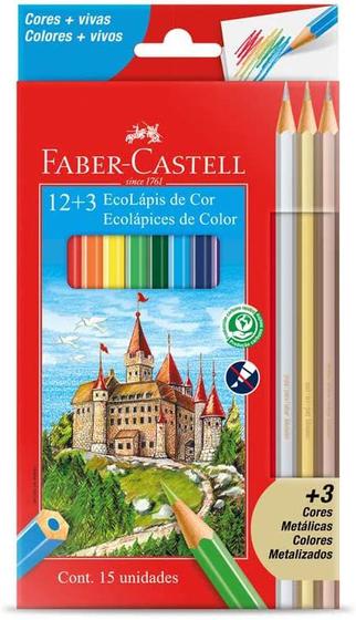 Imagem de Lápis De Cor EcoLápis 12 Cores + 3 Cores Matálicas Faber Castell