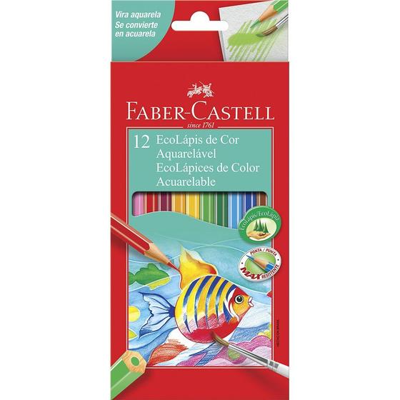 Imagem de Lápis de Cor EcoLápis Aquarelável 12 Cores Com Pincel Faber-Castell