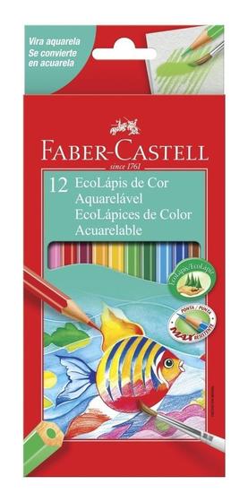 Imagem de Lápis De Cor Ecolápis Aquarelável Faber Castell 12 Cores Desenhos Mais Vivos